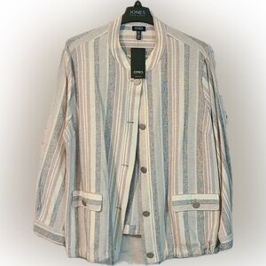 Jones New York Striped Linen Blend Blazer